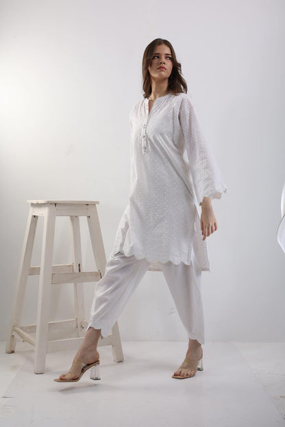 White Chikankari