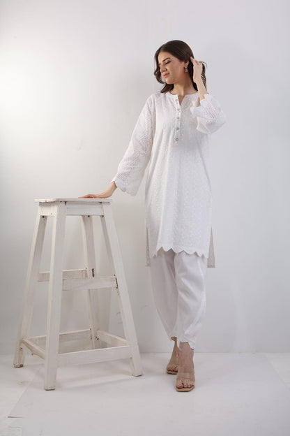 White Chikankari