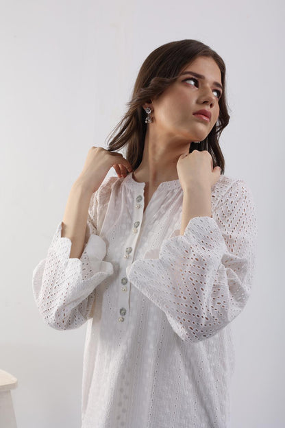 White Chikankari